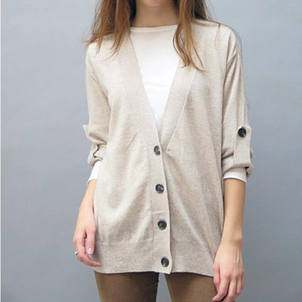 KOCH Longfellow Octopus Cardigan in Tan / Beige